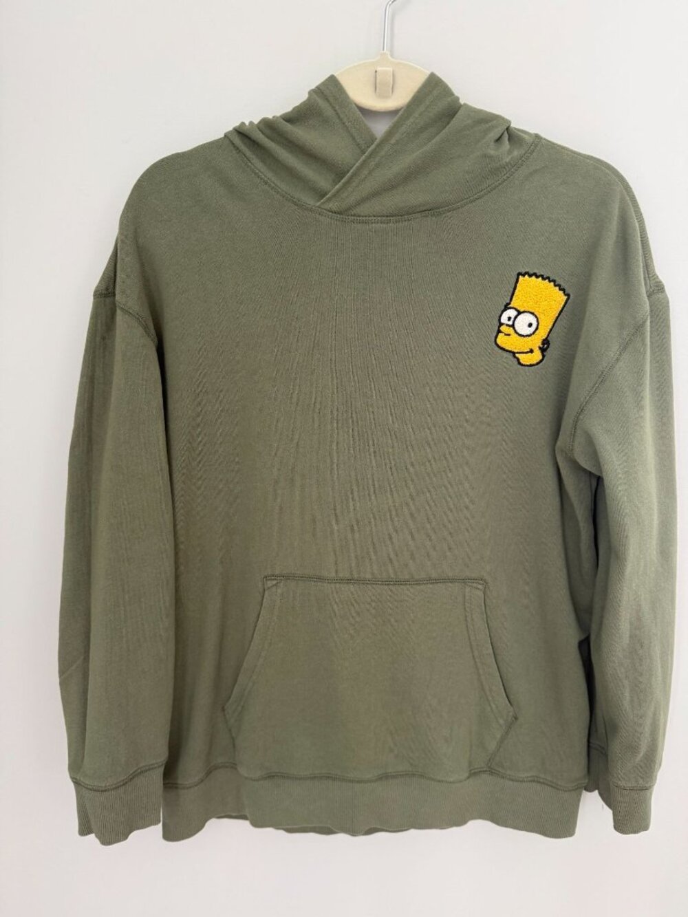 PopSugar x Old Navy Kids XL (14-16) Green Bart Simpson Chenille Patch Hoodie